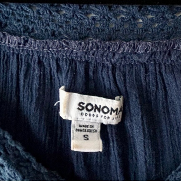 SONOMA WOMEN'S TOP NAVY BLUE SUMMER SIZE SMALL babydoll lightweight fairy - Picture 4 of 7